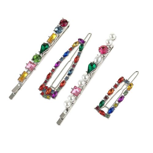 Les Épingles À Cheveux De 4 Pièces D'argent Mousseux Décorative En Métal Pinces À Cheveux Pour Les Femmes Accessoire De Cheveux 