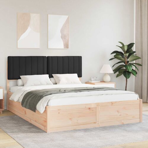 vidaXL Cadre de lit avec tête de lit rembourrée Noir 150 x 200 cm