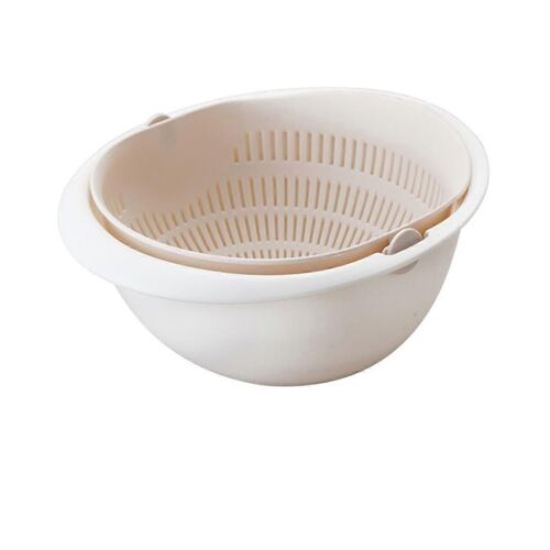 Double-Couche De Rotation De Vidange Panier Pour La Cuisine Entreposage Des Fruits Et Légumes, Deux Niveaux De Drainage Rack, Économie De L'espace