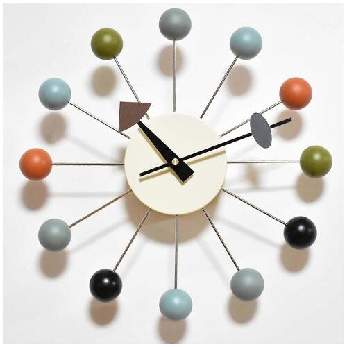Boule De Bois Horloge Murale À La Moitié Du Siècle Moderne De 13 Pouces Quartz, Fonctionnant Sur Batterie Silencieux Non-Horloge De Salle De Séjour