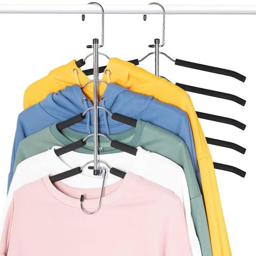 Cintres 2 Pack D'Économie De L'Espace De Glissement Non Placard De Rangement Organisateur Pour Les Sweat-Shirts T-Shirts Hoodies Pulls 5 En 1