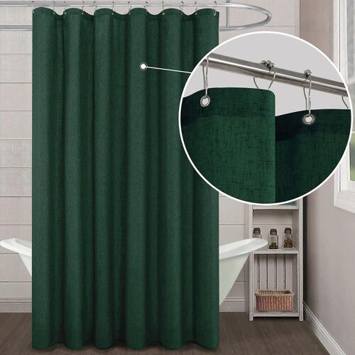 Foncé Vert Émeraude Rideau De Douche, Machine D'un Tissu De Lin 72 X 84 Pouces De Long Décor De Salle De Bains Rideau