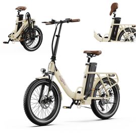 Vélo Électrique Onesport Ot16-2 - Roues De 20 Pouces, Moteur De 250 W, Batterie 48 V 17 Ah, Autonomie De 60 Km, Freins À Disque - Blanc Cassé