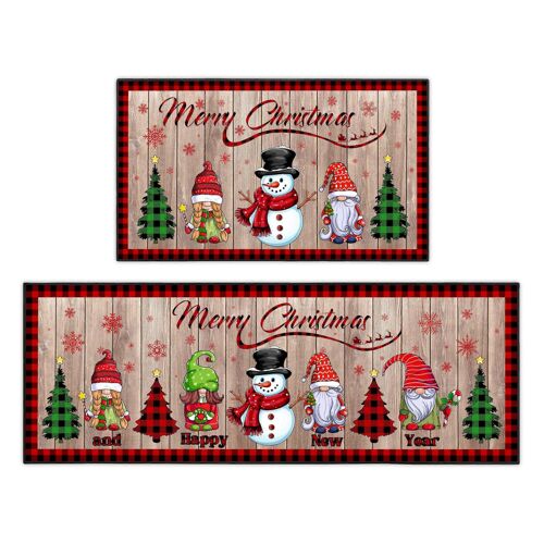 De Noël Cuisine Tapis Paire De Bonhomme De Neige Gnome Des Tapis Antidérapants Deux Pack Anti Dérapant Support