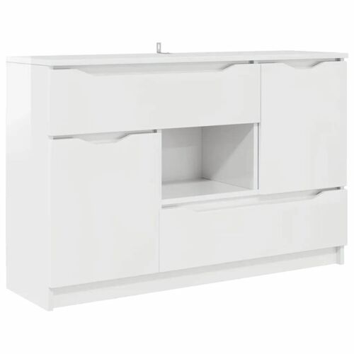 vidaXL Buffet Blanc brillant 100 x 30 x 65,6 Bois d'ingénierie