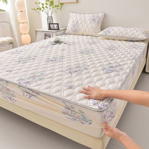 Draps Housse Simple Épaississement De La Matelassé Housse De Matelas Topper 100 Par 200 Cm Jaune Radis Pour Les Garçons Et Les Filles 1 Pcs