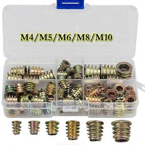 Filetée D'Entraînement Hexagonal Insert De Noix, 100 Pcs, M4 M5 M6 M8 M10 Vis À Bois Inserts De Définir Des Métriques De L'Écrou Et Le Boulon De La Gamme