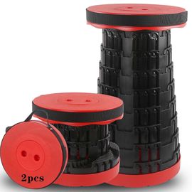 Pliable Tabouret 2 Pièces De L'Ensemble De Portable Télescopique Pliant, Charge Maxi 460 Lb Léger Réglable En Noir Et Rouge