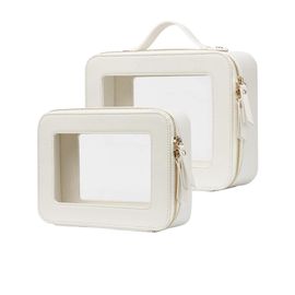 Trousse de maquillage transparente de voyage avec fermeture éclair, organisateur pour articles de toilette