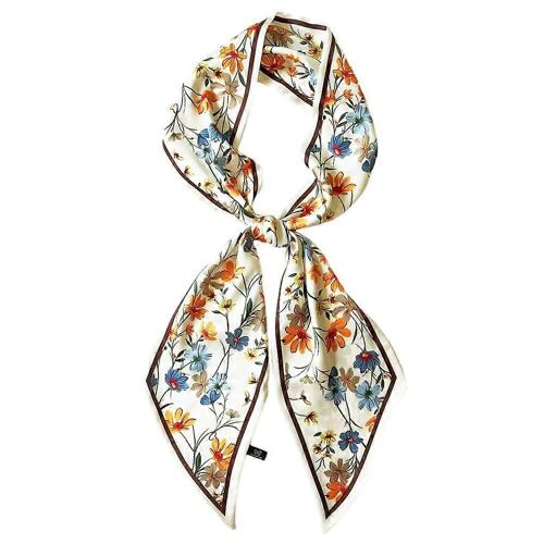 Foulard En Soie Pour Cheveux, Accessoire De Mode Pour Le Cou - 89 X 89 Cm, Doux Et L¿¿Ger, Imprim¿¿ Floral, Pour Femmes