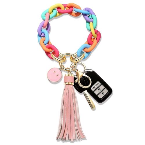 Chunky Chaîne Porte-Clés Avec Des Glands Porte-Clés Bijoux Pour Les Touches Tassel Charm Métal Keychain Style Décontracté