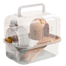 Hamster Voyage Transporteur - Transparent Portable Hamster Cage, Légère Sortie Transporteur, Orange Petit Pet Voyager Cage