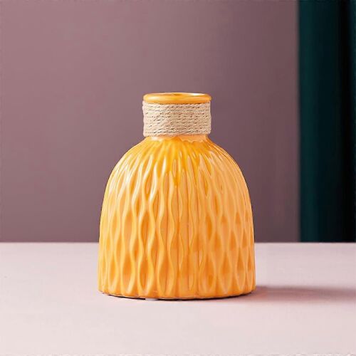 Ondulé jaune vase en céramique pour la décoration de la maison, votre cuisine, votre chambre, votre bureau, votre salon, votre salle de bain et la durée de midfood vases