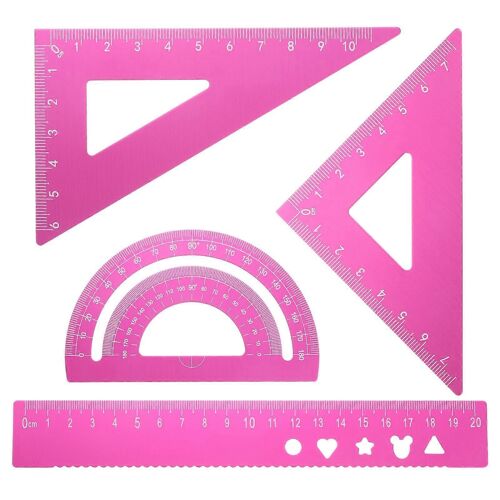 Triangulaire Règle De Jeu, 20 Mm, En Aluminium Souverain, Géométriques Rapporteur, Triangle Règle, Ingénieur De L'échelle, Le Dessin De La Règle Définie Pour Le Bureau, La Maison, Rose, 4 Pièces