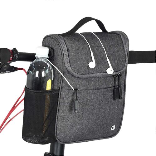 Sac De Guidon De Vélo De Cyclisme Devant Panier De Stockage Des Sacs Polyvalents Épaule Pack De La Toile De Sacs À Main Avec Housse De Pluie (Gris)