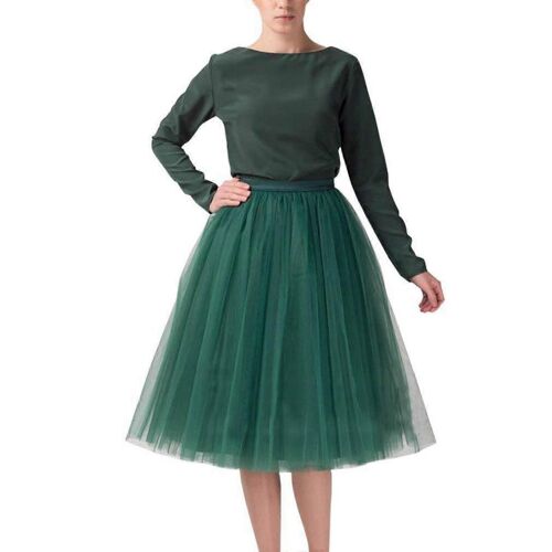 Jupe En Tulle Femmes Plissée Mini Jupe Une Ligne Élastique À La Taille Tutu De Ballet Vert
