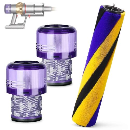 Pack de 2 Soft Rouleau Barre de Brosse Compatibles avec Dyson V15 Détecter de Poche Aspirateur