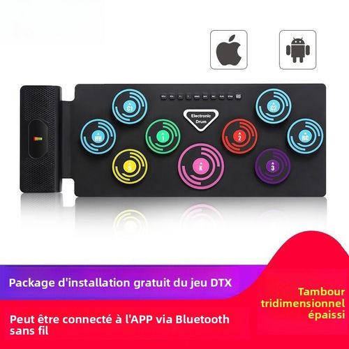 Batterie Electronique Portable Enroulable - Batterie Électrique Pour Adulte Et Enfant, Percussion Pour Débutants, Tapis Rythmique Pour Entraînement
