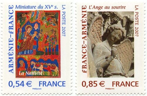 France 2007, Émission Commune France Arménie, Très Beaux Timbres Neufs** Luxe Yvert 4058 Miniature Du Xvème Siècle Et 4059 L'ange Au Sourire.