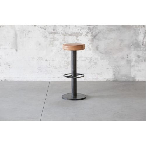 Tabouret De Bar En Acier Et Cuir Naturel