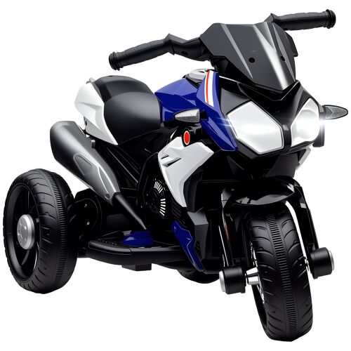 Moto Électrique Pour Enfants 3 Roues 6 V 3 Km/H Effets Lumineux Et Sonores Bleu