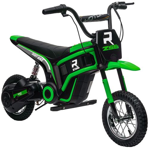 Moto Cross Électrique Dirt Bike Enfant 350w 12v 2 Vitesses 8-16 Km/H Vert Noir