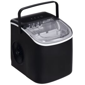 Machine à glaçons - 130W 1,3L 12Kg/24h 9 glaçons/6-12min - réservoir glace 0,6Kg - poignée - noir
