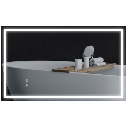 Miroir LED mural de salle de bain - 100L x 60H cm - luminosité réglable 3 couleurs - interrupteur tactile - système antibué