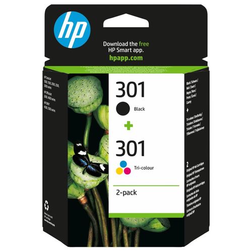 HP 301 2-pack (N9J72AE) - Pack de 2 cartouches d'encre - noir, couleurs (cyan, magenta, jaune)