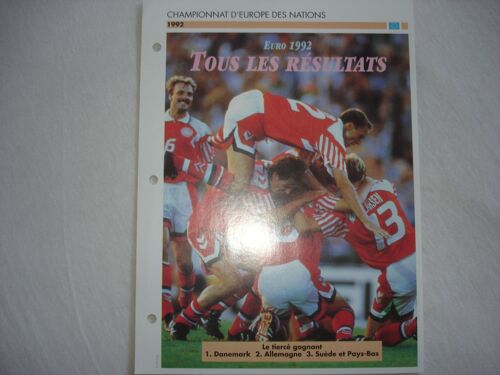 Fiche Championnat D'Europe Des Nations 1992.