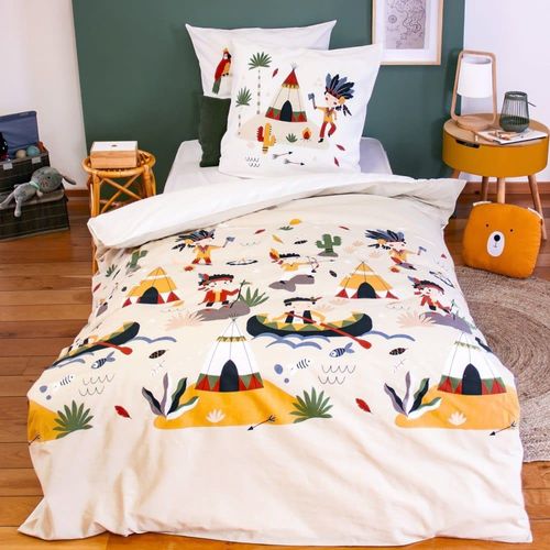 Parure De Couette 100% Coton 57 Fils Imprimée 140x200cm 1 Taie