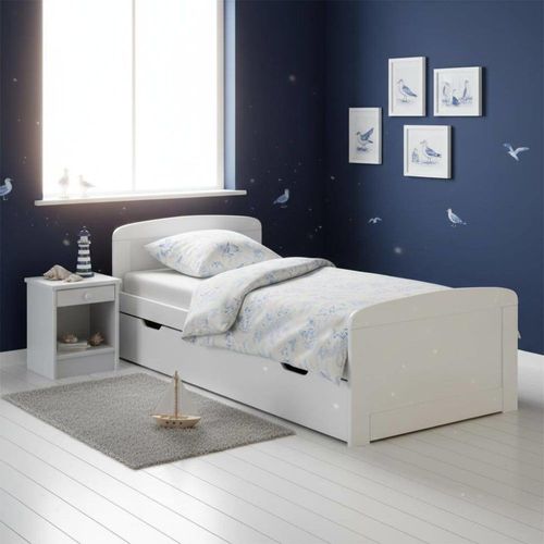 Lit gigogne en bois massif 90 x 190 cm blanc