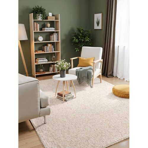 Tapis Bouclé Aspect Laine Crème 160x230cm
