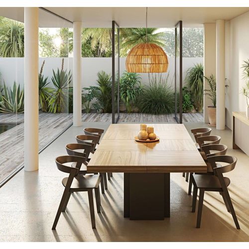 Table à manger 10 personnes effet bois noyer/noir