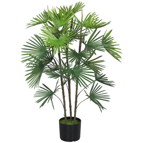 Palmier artificiel - plante artificielle H.90cm - 3 pieds 24 feuilles grand réalisme - pot inclus