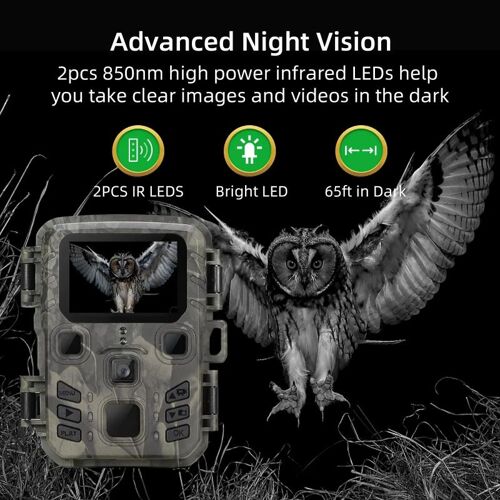 Caméra De Chasse 24MP Vision Nocturne Étanche Longue Autonomie Facile À Utiliser YONIS