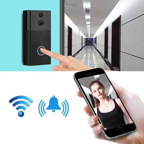 Interphone Vidéo HD 720P Vision Nocturne Détection Mouvement Audio Bidirectionnel Noir YONIS