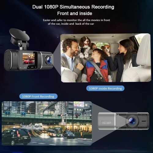 Dashcam Full HD 1080P Double Enregistrement Grand Angle Sécurité Voiture YONIS