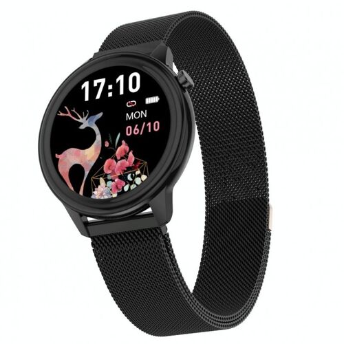 Montre Femme IP68 Étanche Suivi Santé Cycle Menstruel Écran TFT 1.3 Noir YONIS