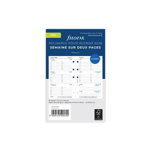 Filofax Semaine Sur Deux Pages - Français - Format Mini - 2026
