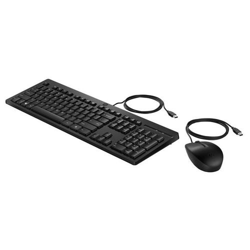 HP 225 - Ensemble clavier et souris - ambidextre, disposition en 3 zones, course de touche standard - 100% - full size - USB - Français - noir