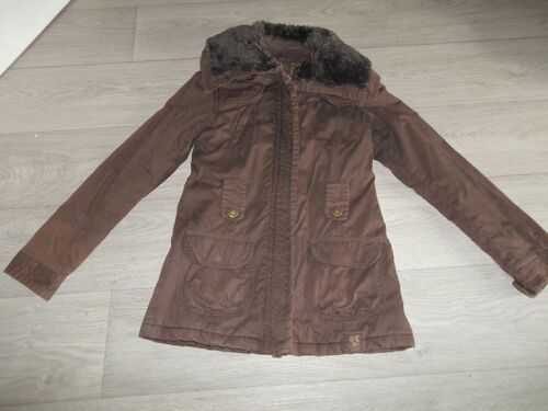 Veste Pimkie Mi Longue Marron , Large Col Fourré, Molletonnée S Be