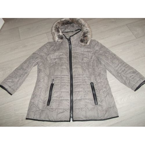 Parka Veste Longue Damart Tons Beige, Marron Clair, Gris, Motif Serpent 46/48 Tbe