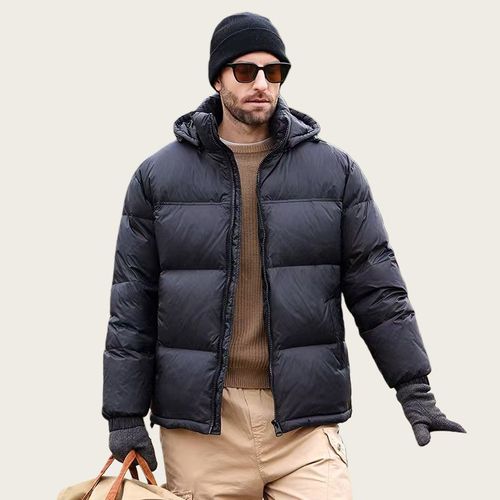 Veste En Duvet Portable  Pour Homme -Noir-Xxxxl