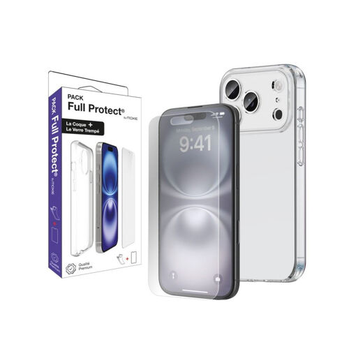 PACK HOUSSE EN TPU TRANSPARENT + 1 VERRE TREMPÉ 2.5D MOXIE POUR IPHONE 17 PRO