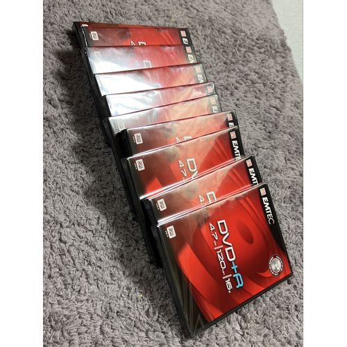 Lot de dix DVD+R Emtec 4.7Gb 120min 16x boîte video box noire emballé individuellement 