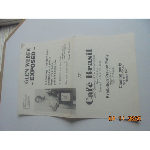 [Affiche / Poster] Glen Weber "Exposed" : A Showing Of Seldom Seen Paintings And Prints Form The Artiss Private Collection At Cafe Brasil (New Orleans) Marcch 11 - April 16, 1988