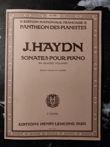 Haydn Sonates Pour Piano Editions Henry Lemoine 2è Volume