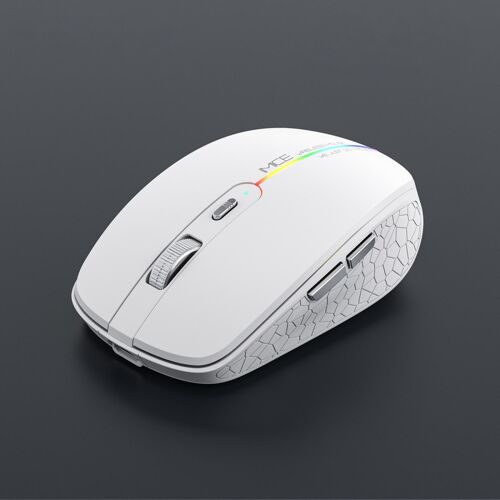 Souris Gaming Sans Fil Silencieuse 6 Boutons Dual Mode Rechargeable Blanc Blanc YONIS
