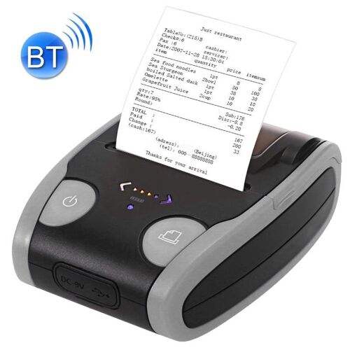 Mini Imprimante Thermique Bluetooth Portable 58mm Haute Vitesse et Autonomie Gris YONIS